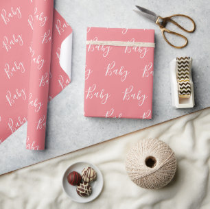 Papier Cadeau Peach Peach Baby Script Élégant papier enveloppant