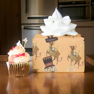 Papier Cadeau Peach Peach Golden Snowflics