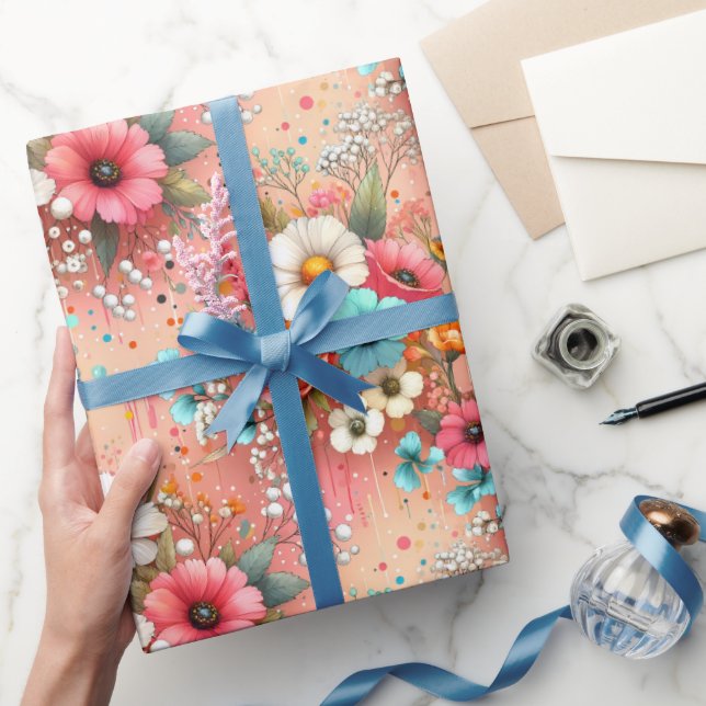 Papier Cadeau Peach Petal Bloom (Cadeaux)