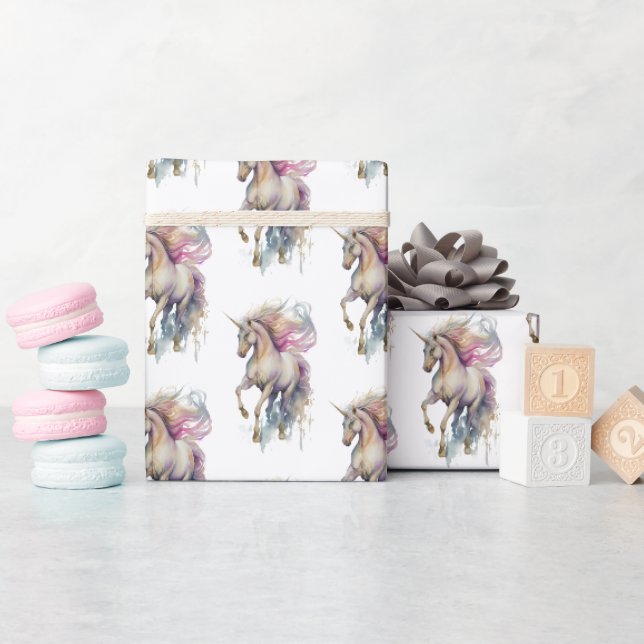Papier Cadeau Peach Pink Unicorn Dream (Baby Shower)