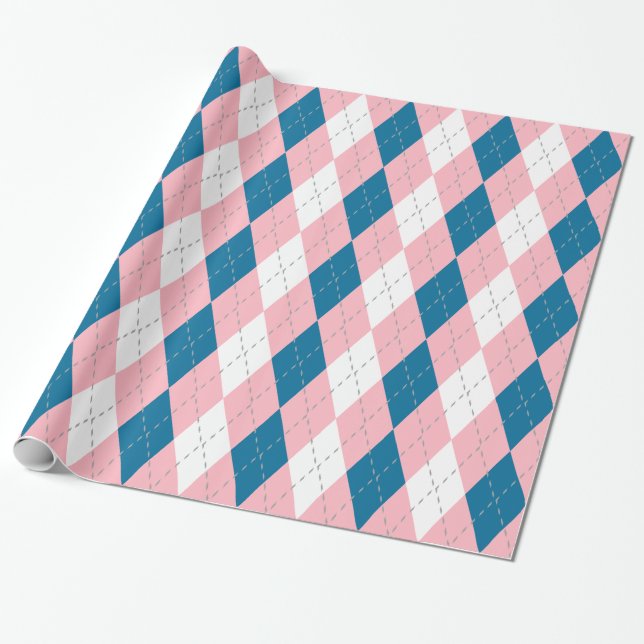 Papier Cadeau Peacock bleu rose gris gris gris gris blanc Jacqua (Déroulé)