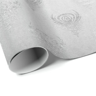 Papier Cadeau Peacock gris argenté Métal brillant Monochromatiqu