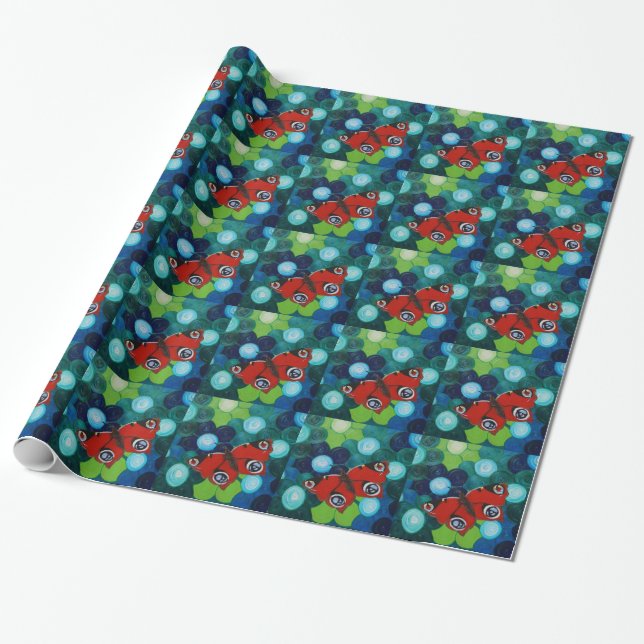 Papier Cadeau Peacock Papillon peint (Déroulé)