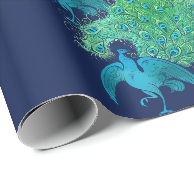 Papier Cadeau Peacocks Peacock Feather Art "Amateur de paon" (Coin rond)