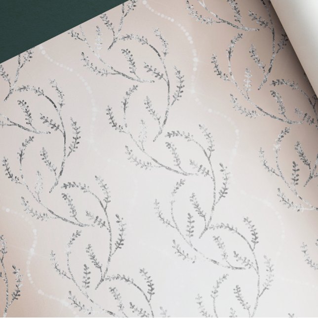 Papier Cadeau Pearl Sparkly Laurel Floral Diamants d'argent (Pearl Sparkly Laurel Floral Silver Diamonds Wrapping Paper)