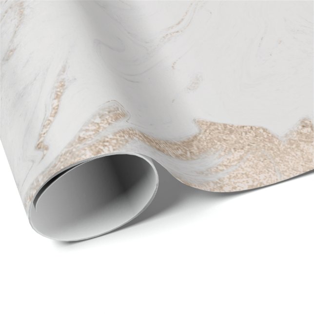 Papier Cadeau Pearly Ivory Gold Pastel Marbre gris métallisé Gla (Coin rond)