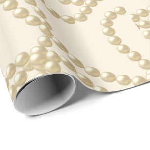 Papier Cadeau Pearly Pearls Ivory Creamy Mariage nuptiale Annive