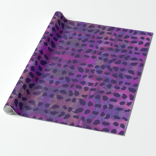 Papier Cadeau Peau d'animal lavande aux taches violettes (Déroulé)
