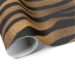 Papier Cadeau Peau d'animal profonde de tigre de noir en métal