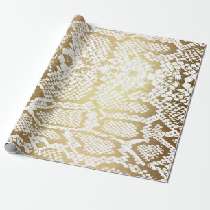 Papier Cadeau Peau de serpent blanche d'or contemporaine de