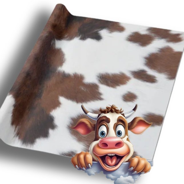 Papier Cadeau peau de vache blanc (Brown Cow wrapping paper)
