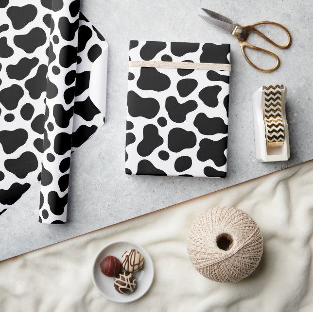 Papier Cadeau Peau de vache noire et blanche (Artisanat)
