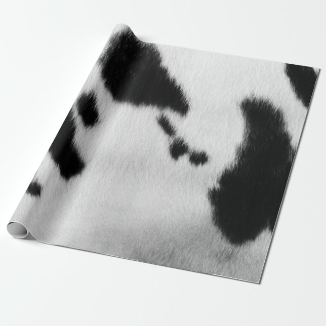Papier Cadeau Peau noire et blanche de vache à Faux (Déroulé)