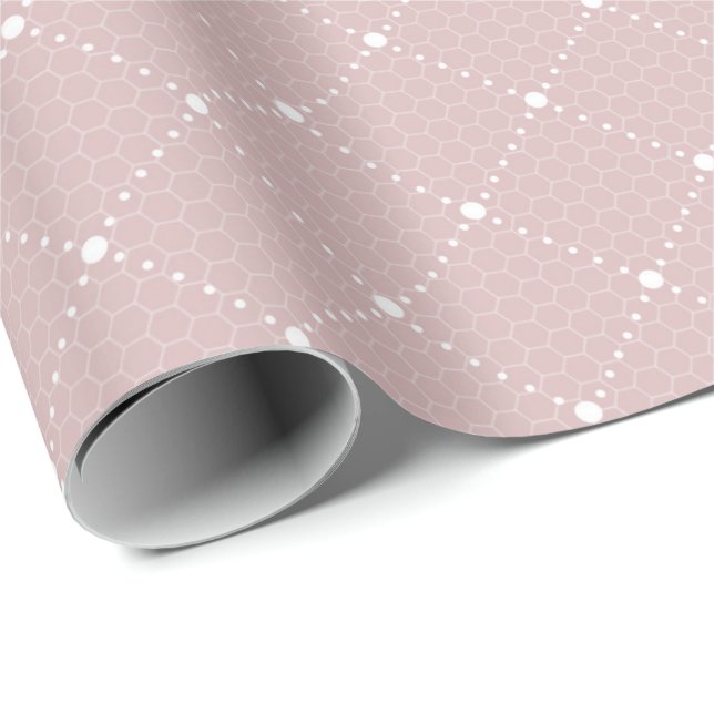 Papier Cadeau Peau rose Pastel Dentelle délicate Blanc Élégant (Coin rond)