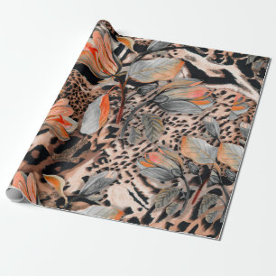 Papier Cadeau Peaux animales d'afrique sauvage avec patte de fle