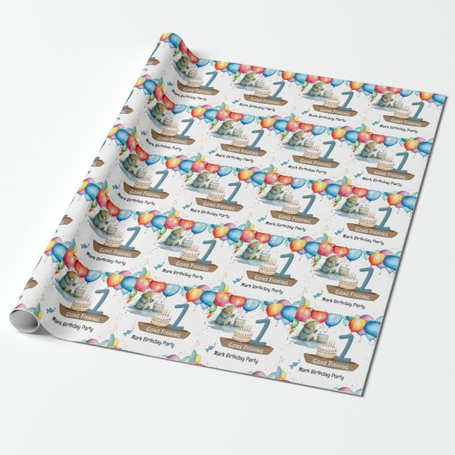 Papier Cadeau Pêche 1er anniversaire (Déroulé)