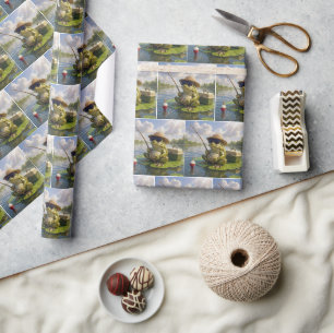 Papier Cadeau Pêche à la grenouille depuis un nénuphar