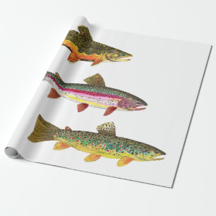 Papier Cadeau Pêche à la truite - Broyage, Brown, Arc en ciel