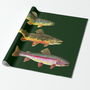 Papier Cadeau Pêche à la truite - Broyage, Brown, arc-en-ciel