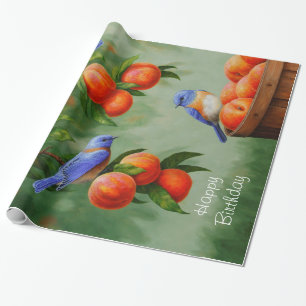 Papier Cadeau Pêche à l'arbre et à l'oiseau bleu de l'Ouest