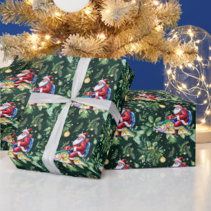 Papier Cadeau Pêche avec Noël du Père Noël
