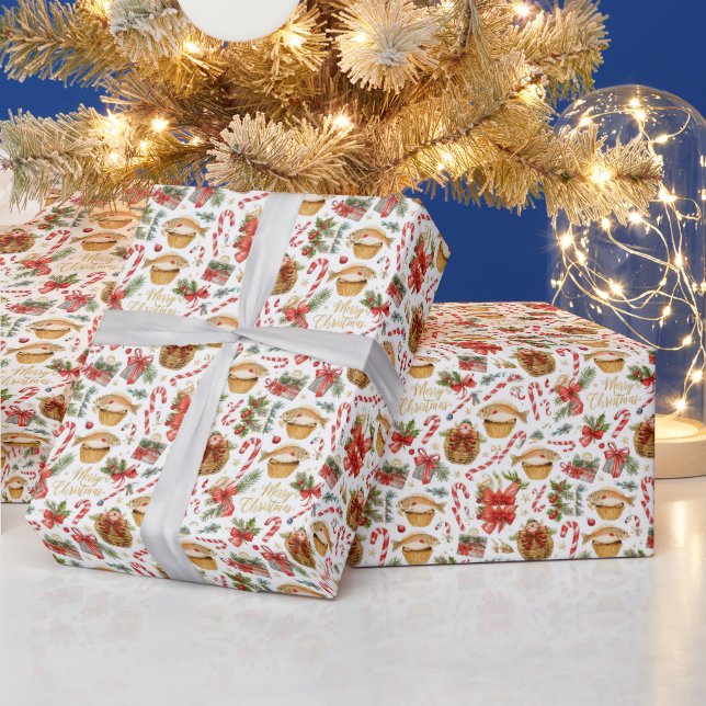 Papier Cadeau Pêche Boulangerie de Noël thème (Vacances)