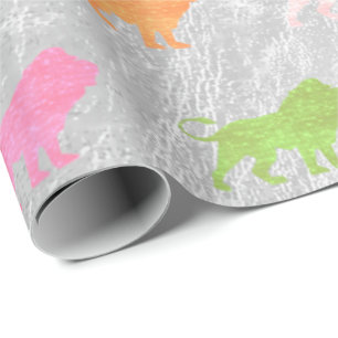 Papier Cadeau Pêche en verre métallique verte argentée rose de