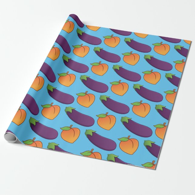 Papier Cadeau Pêche et aubergine personnalisables (Déroulé)