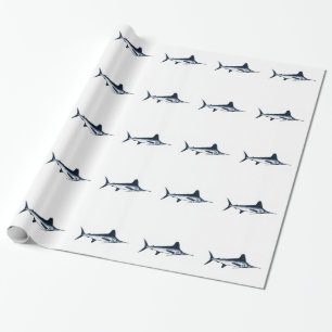 Papier Cadeau Pêche maritime profonde blanche de Marlin