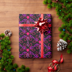 Papier Cadeau Pêche rose et Motif de poisson pourpre