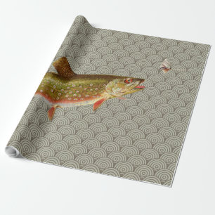 Papier Cadeau Pêche vintage à la truite arc-en-ciel