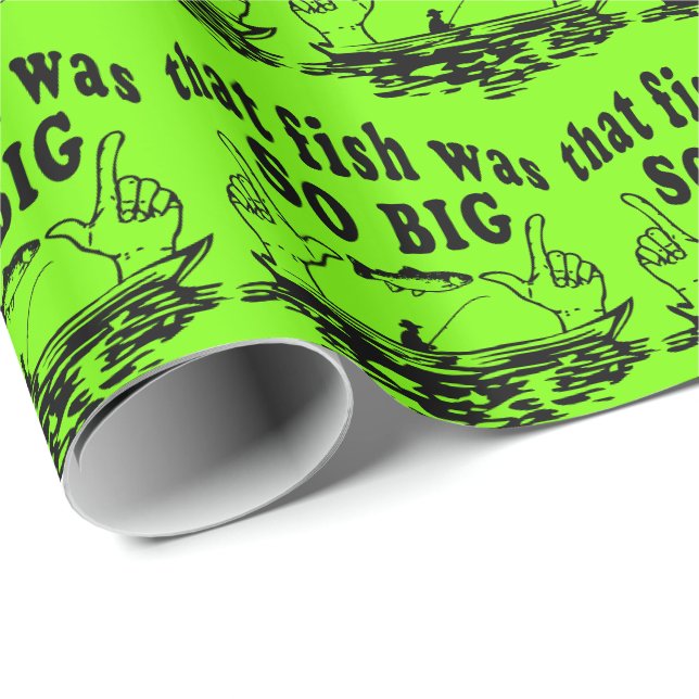 Papier Cadeau Pêcher Ce Poisson Était Si Gros Drôle (Coin rond)