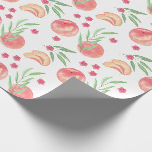 Papier Cadeau pêches fruits personnalisé fleurs de fruits jardin