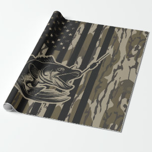 Papier Cadeau Pêcheur de basse Camo Drapeau Bottomland Camo
