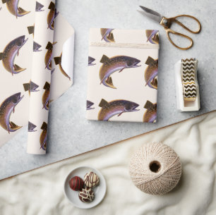 Papier Cadeau Pêcheur de truite vintage, Pêcheur de pêche sporti