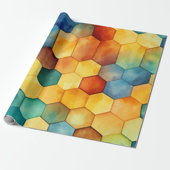 Papier Cadeau Peigne de miel coloré (Déroulé)