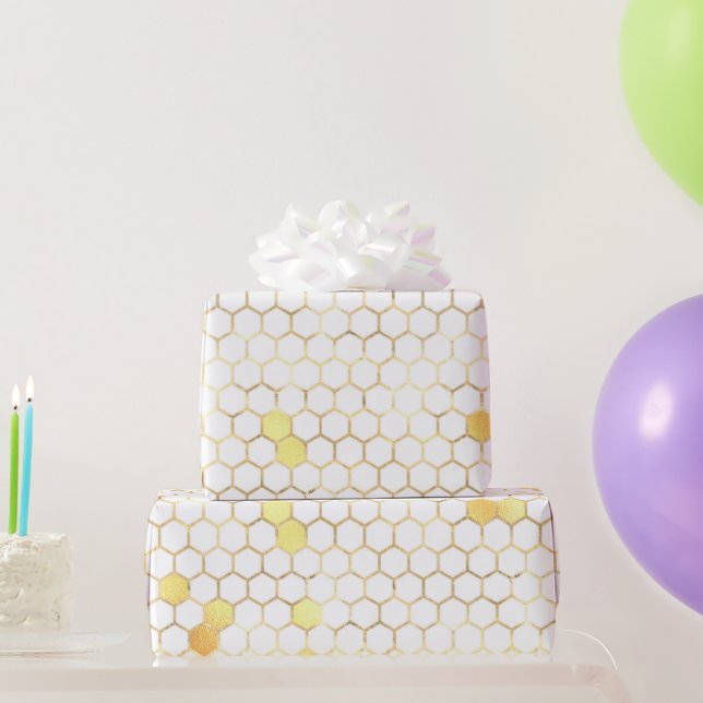 Papier Cadeau Peigne d'or blanc élégant (Cadeaux de fête)