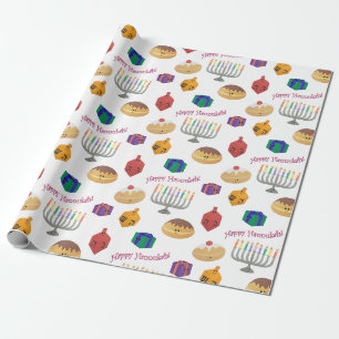 Papier Cadeau Peint à la main, joli motif Hannukah
