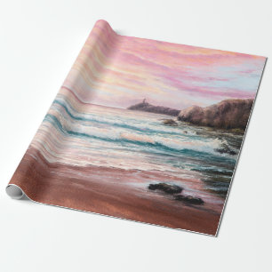 Papier Cadeau peinture à l'huile sur le beau coucher de soleil v