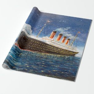 Papier Cadeau  peinture à l'huile sur Titanic et iceberg dans l'
