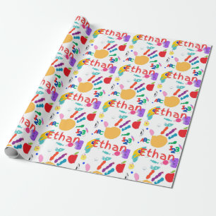 Papier Cadeau Peinture à main ABC pour enfant personnalisée 123