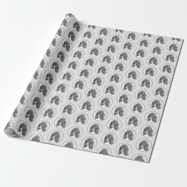 Papier Cadeau Peinture à paille noire standard - Art du chien (Déroulé)