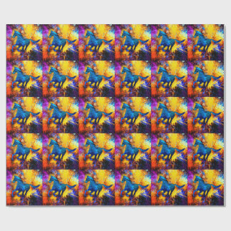 Papier Cadeau Peinture Abstraite de Cheval en Course