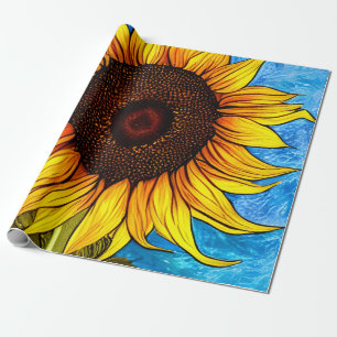 Papier Cadeau Peinture Abstraite de tournesol