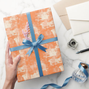 Papier Cadeau Peinture Abstraite Orange & Crème