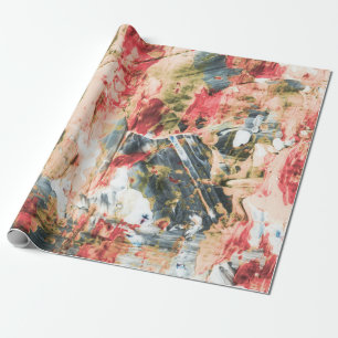 Papier Cadeau Peinture abstraite rouge blanche et jaune