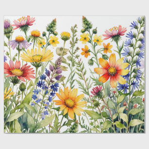 Papier Cadeau Peinture aquarelle de fleurs sauvages jolies color