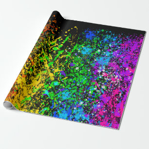 Papier Cadeau Peinture colorée éclaboussure de couleur arc-en-ci