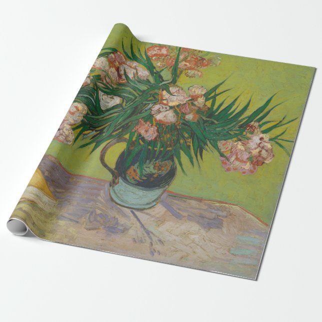 Papier Cadeau Peinture de fleur d'oléandre de Vincent Van Gogh (Déroulé)