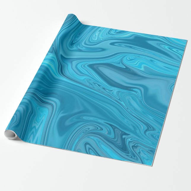 Papier Cadeau Peinture des vagues bleues | Meilleure peinture ab (Déroulé)